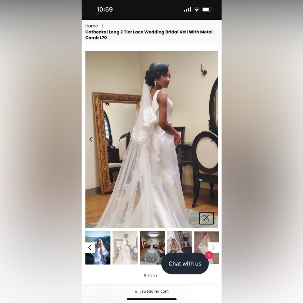 Cathedral Length NWT Wedding Veil -  Super White